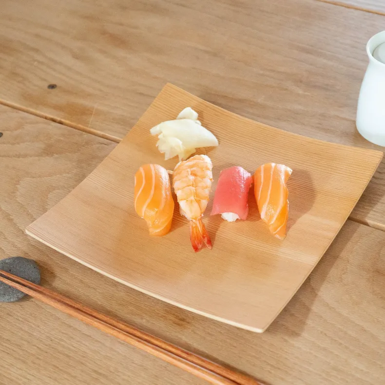 Orange Pine Natural Plywood Square Dish