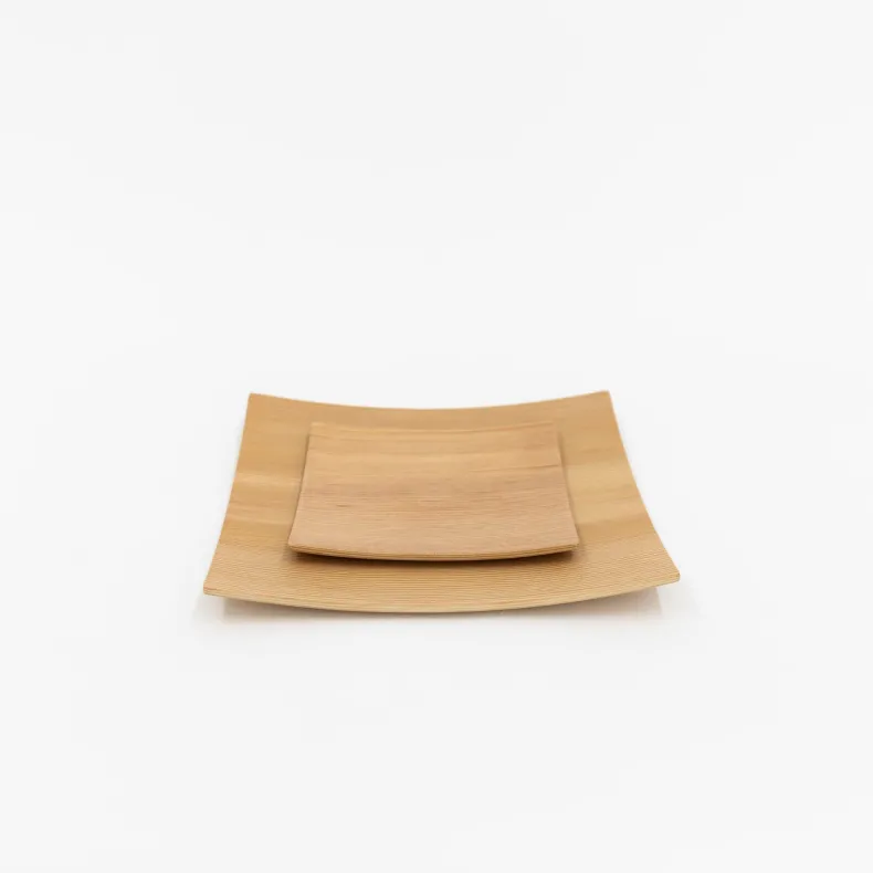 Orange Pine Natural Plywood Square Dish