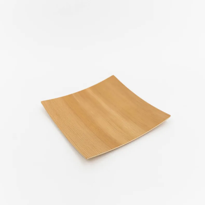 Orange Pine Natural Plywood Square Dish