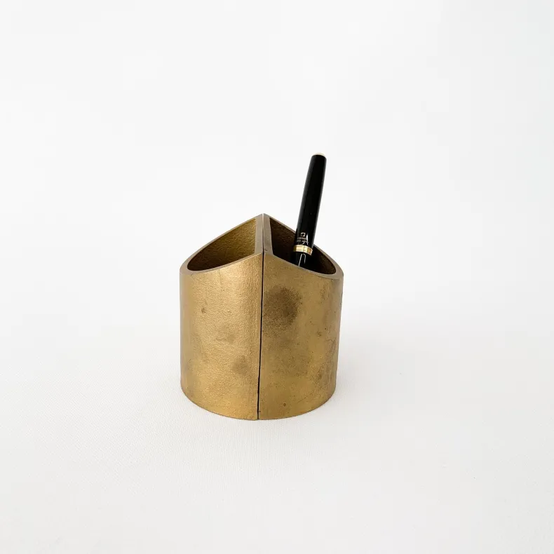 S/N Brass Vertical Pen Stand - Downward Slant (SN021)