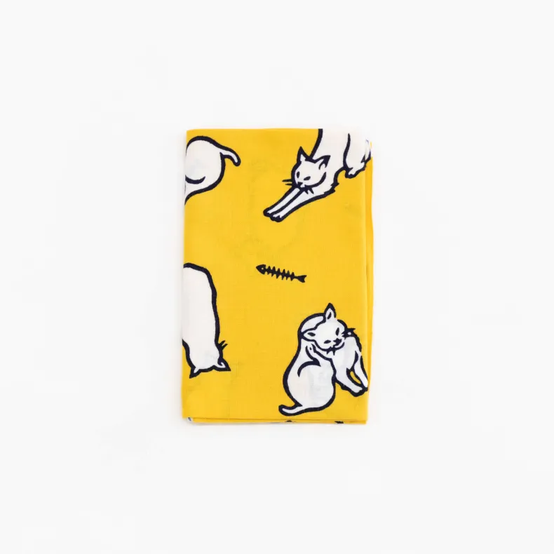 Tenugui - Cats on Yellow
