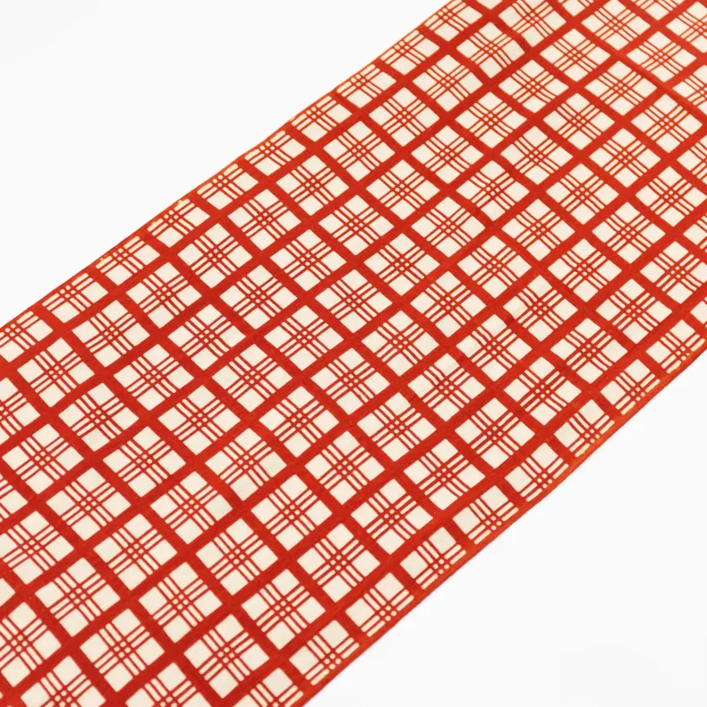 Tenugui - Red Masu Lattice